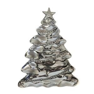 Mariposa Christmas Tree Silver Serving Tray Platter #993 Made in Mexico